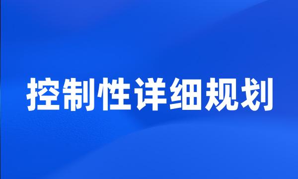 控制性详细规划