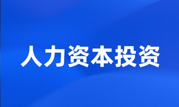 人力资本投资