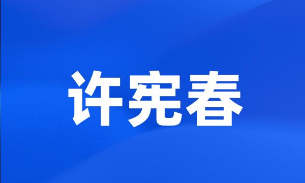 许宪春