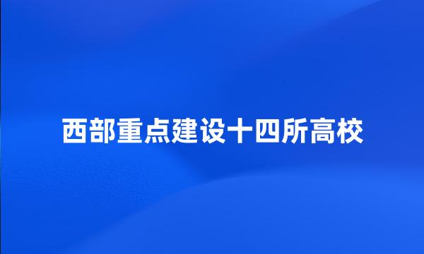 西部重点建设十四所高校