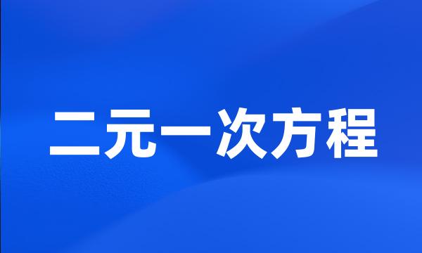 二元一次方程