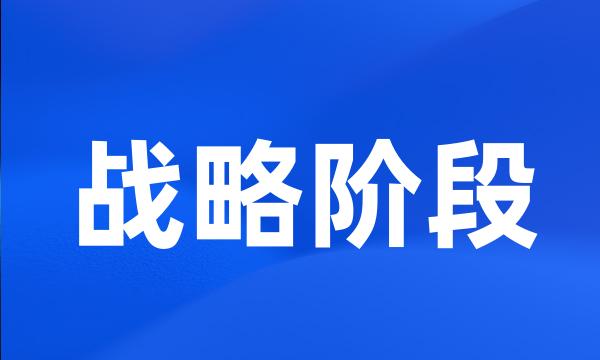 战略阶段