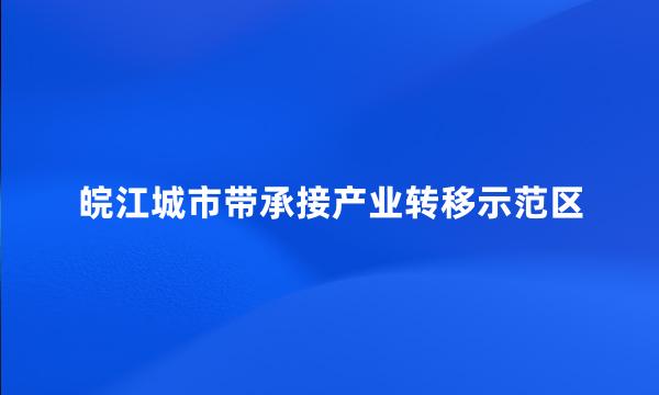 皖江城市带承接产业转移示范区