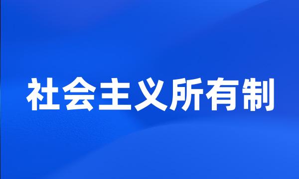 社会主义所有制