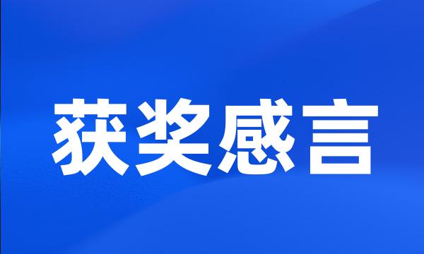 获奖感言