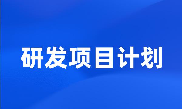 研发项目计划