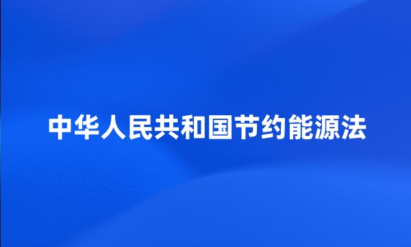 中华人民共和国节约能源法