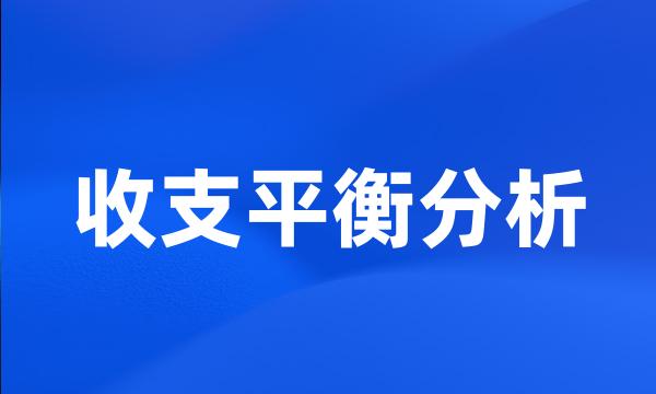 收支平衡分析