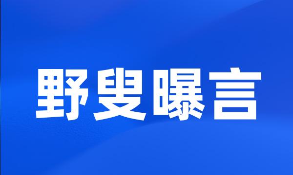 野叟曝言