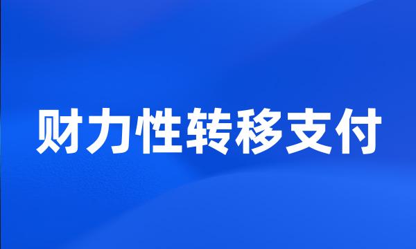 财力性转移支付