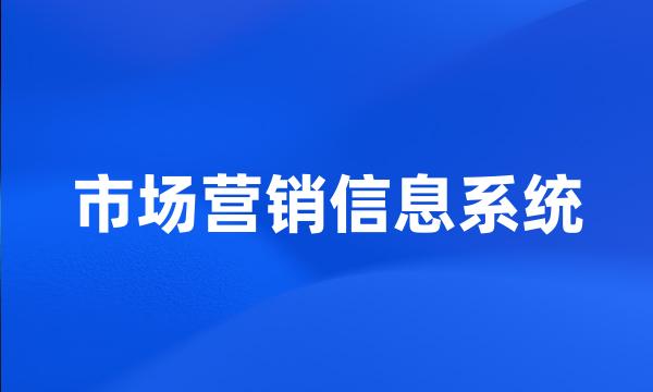 市场营销信息系统