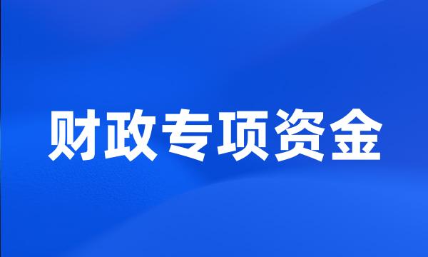 财政专项资金