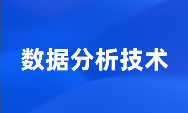 数据分析技术