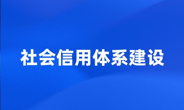 社会信用体系建设