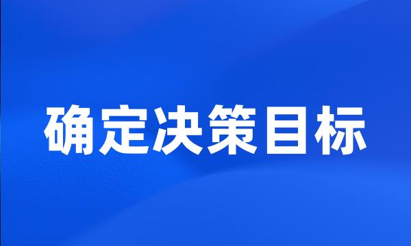 确定决策目标