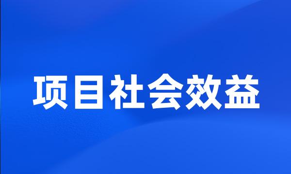 项目社会效益