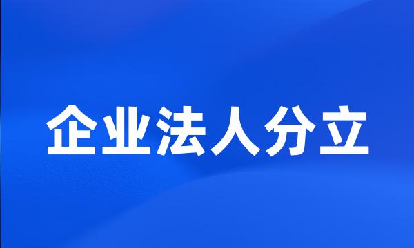 企业法人分立