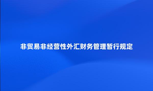 非贸易非经营性外汇财务管理暂行规定