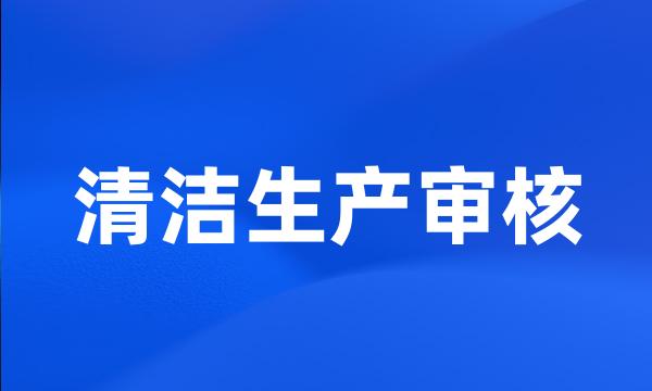 清洁生产审核