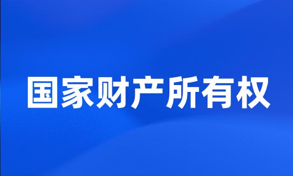 国家财产所有权