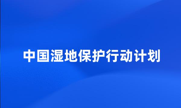 中国湿地保护行动计划