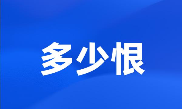 多少恨