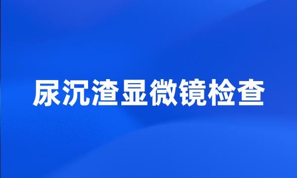 尿沉渣显微镜检查