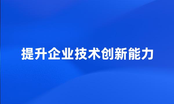 提升企业技术创新能力