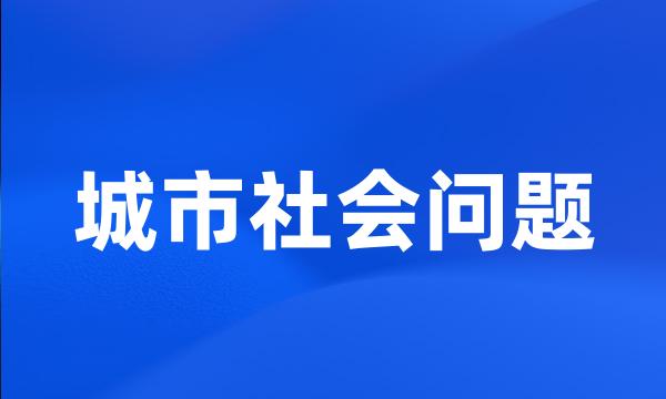 城市社会问题