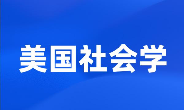 美国社会学