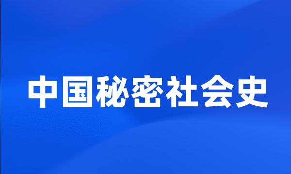 中国秘密社会史