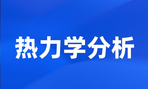 热力学分析