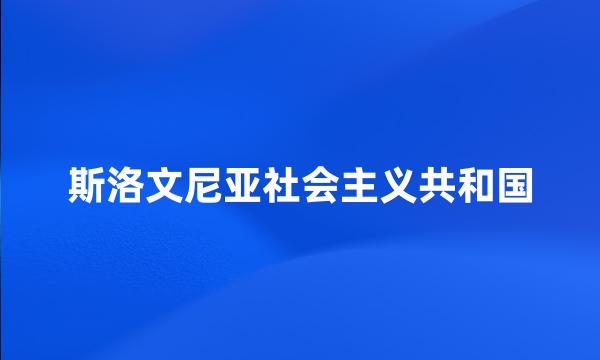 斯洛文尼亚社会主义共和国