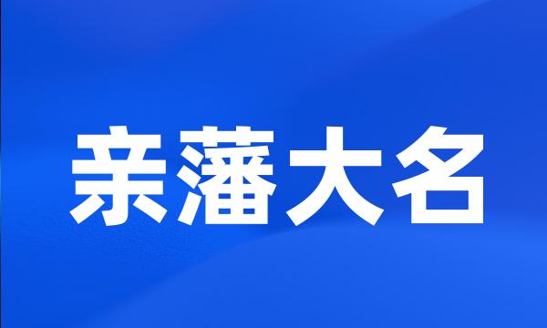 亲藩大名