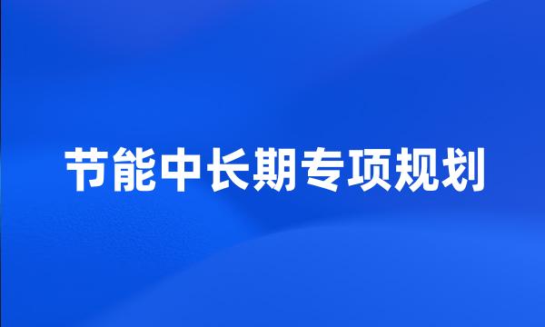 节能中长期专项规划