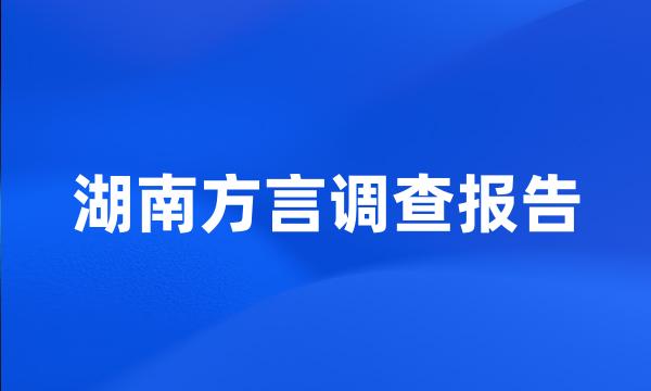 湖南方言调查报告