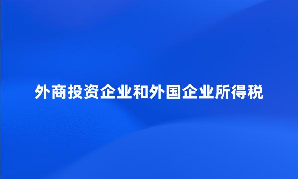 外商投资企业和外国企业所得税