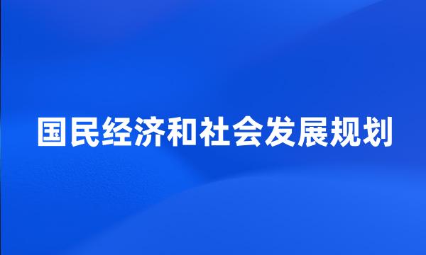 国民经济和社会发展规划