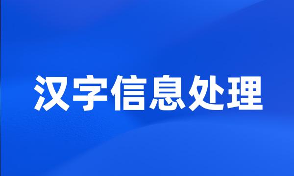 汉字信息处理