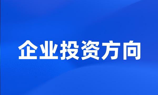 企业投资方向