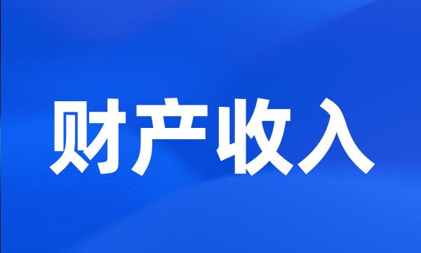 财产收入