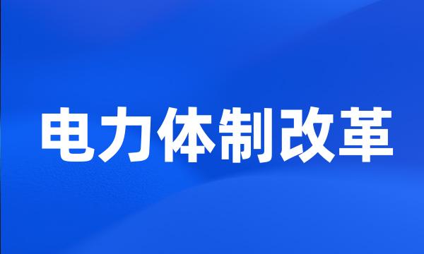 电力体制改革