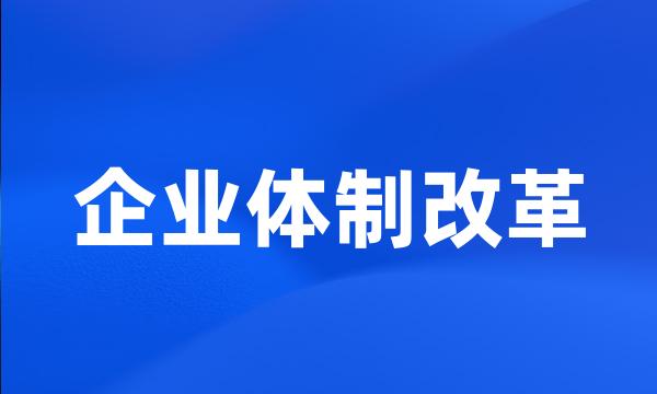 企业体制改革