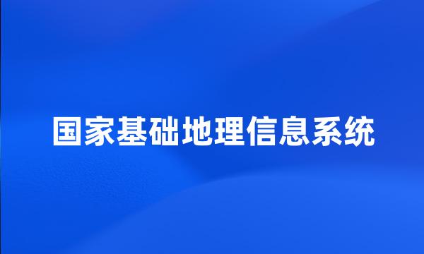 国家基础地理信息系统