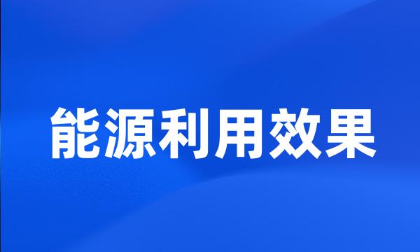 能源利用效果