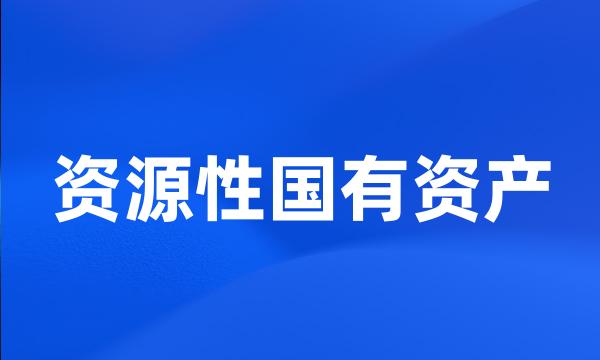 资源性国有资产