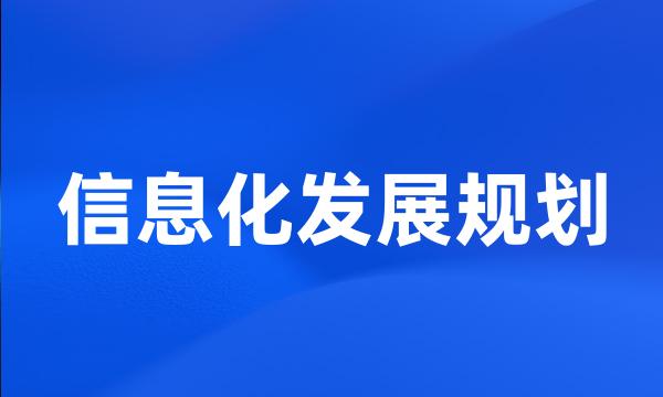 信息化发展规划