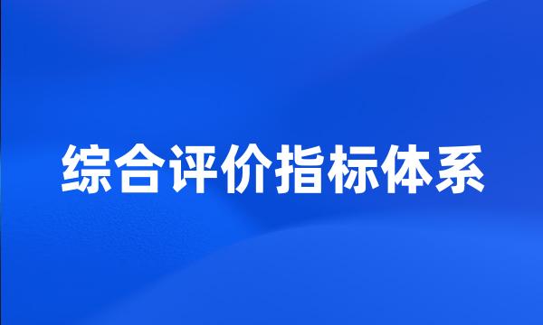 综合评价指标体系