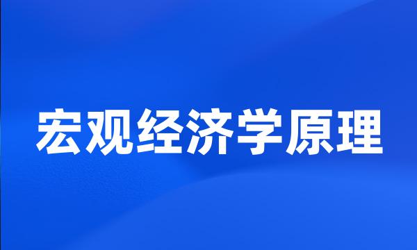 宏观经济学原理