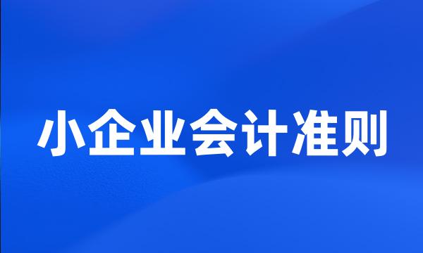 小企业会计准则